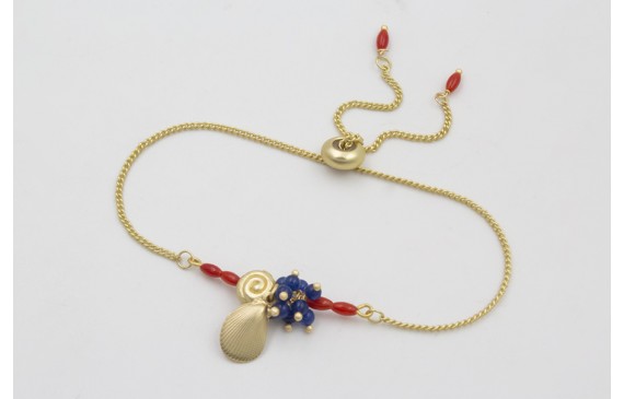 Pulsera regulable cadena eslabón plano dorado mate