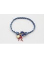 Pulsera nudo corredizo de driza azul y dorado con 