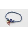 Pulsera nudo corredizo de driza azul y dorado con 