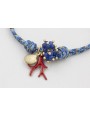 Pulsera nudo corredizo de driza azul y dorado con 