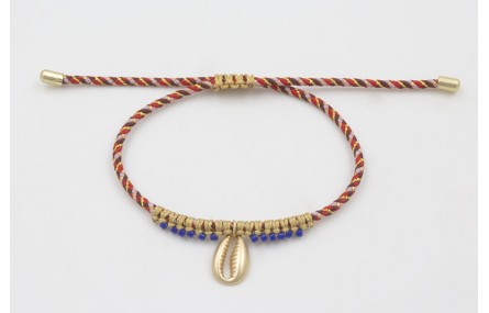 Pulsera de driza rojizo y rosa con nudo macramé do