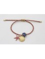 Pulsera de driza rojiza y rosa con concha, estrell