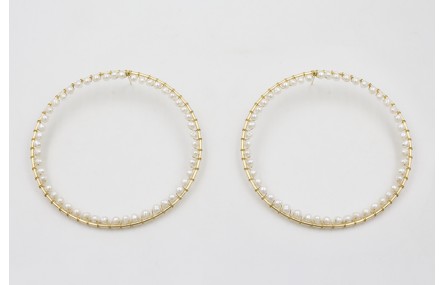 Pendientes maxi aro dorado con perlas naturles cos