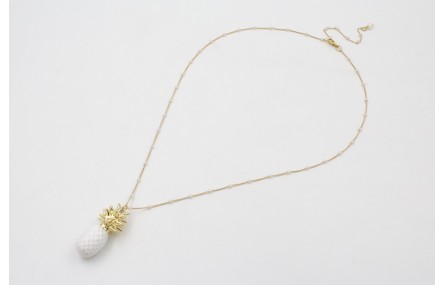 Collar cadena eslabón plano con perla intercalada 