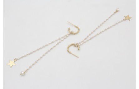 Pendientes aro semicirculo bolitas dorado mate con