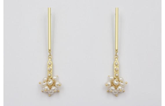 Pendientes listón dorado mate con entrepieza y bur