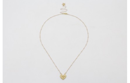 Collar cadena eslabón plano con perla intercalada 