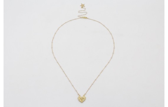 Collar cadena eslabón plano con perla intercalada 