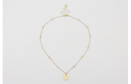 Collar cadena eslabón corazón con perla intercalad