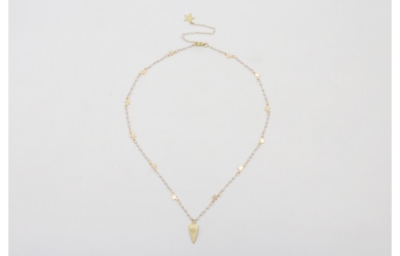 Collar cadena eslabón estrella con perla intercala