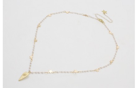 Collar cadena eslabón estrella con perla intercala