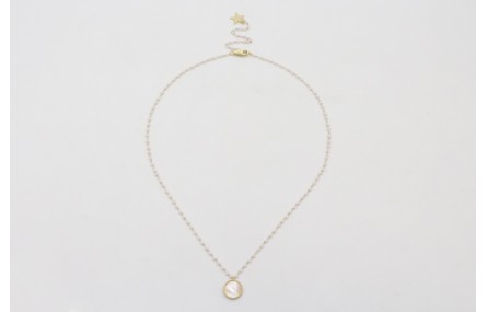 Collar cadena perlas con colgante disco doarado ma