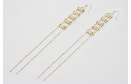 Pendientes gancho con entrepiezas perlas pegadas y