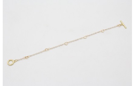 Pulsera cadena eslabón corazón con perla intercala