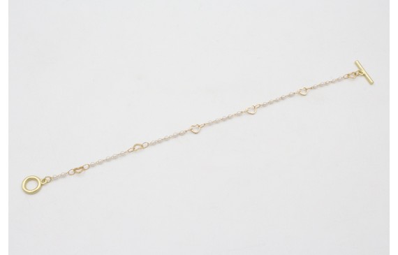Pulsera cadena eslabón corazón con perla intercala