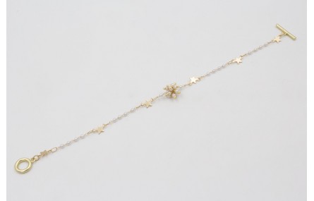 Pulsera cadena eslabón estrella con perla intercal