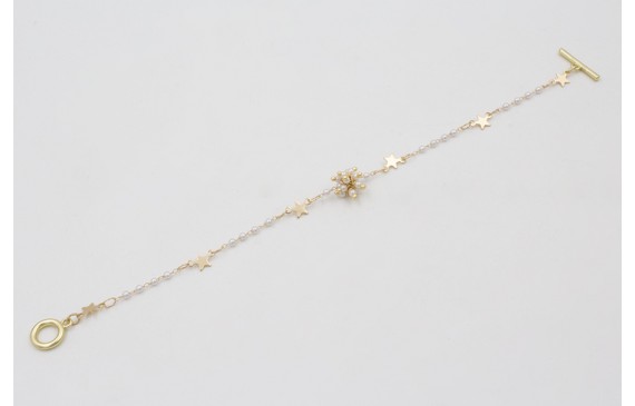 Pulsera cadena eslabón estrella con perla intercal
