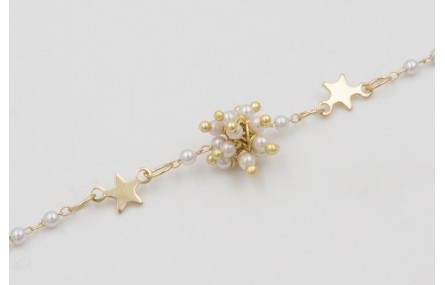 Pulsera cadena eslabón estrella con perla intercal