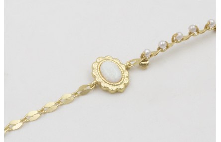 Pulsera cadena eslabón ovalado aplastado con entre