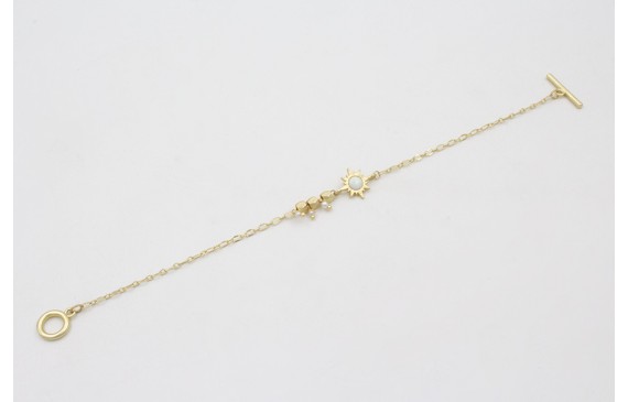 Pulsera cadena eslabón ovalado con entrepieza sol 