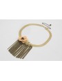 Choker cadena tira plana dorada mate con fleco cad