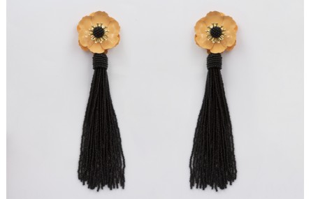 Pendientes flor sobrepuesta esmaltada melocotón, b