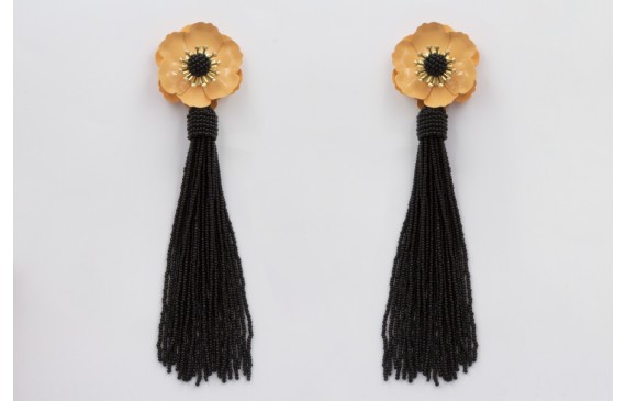 Pendientes flor sobrepuesta esmaltada melocotón, b