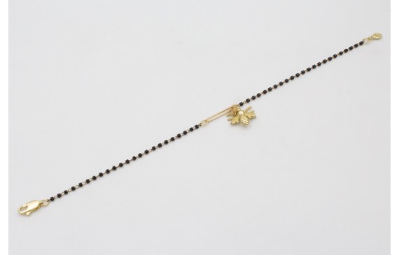 Pulsera cadena miyuki negra con colgante abeja dor