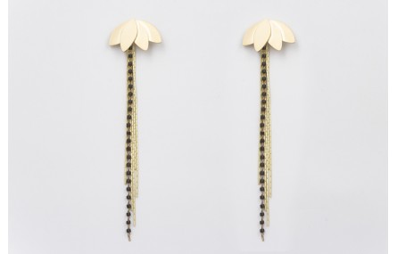 Pendientes perno flor de lotto dorado amte con fle