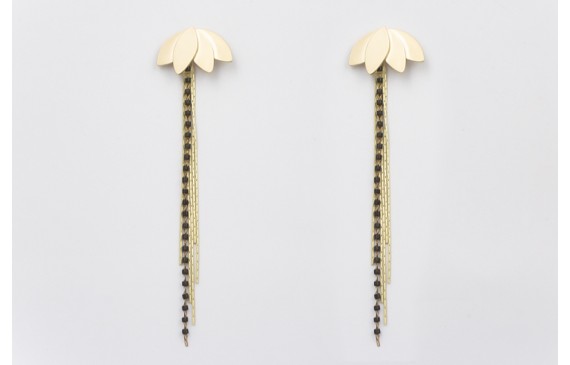 Pendientes perno flor de lotto dorado amte con fle