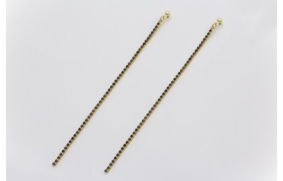 Pendientes perno bolita dorada mate con fleco cade