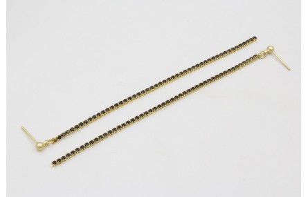 Pendientes perno bolita dorada mate con fleco cade