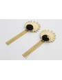 Pendientes perno hoja concava dorada mate con flor