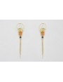 Pendientes perno aro con rama dorado mate, fleco c