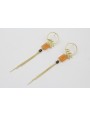 Pendientes perno aro con rama dorado mate, fleco c
