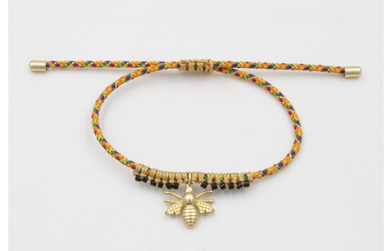 Pulsera de driza naranja y verde con nudo macramé 