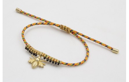 Pulsera de driza naranja y verde con nudo macramé 