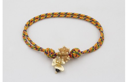 Pulsera nudo corredizo de driza naranja y verde co