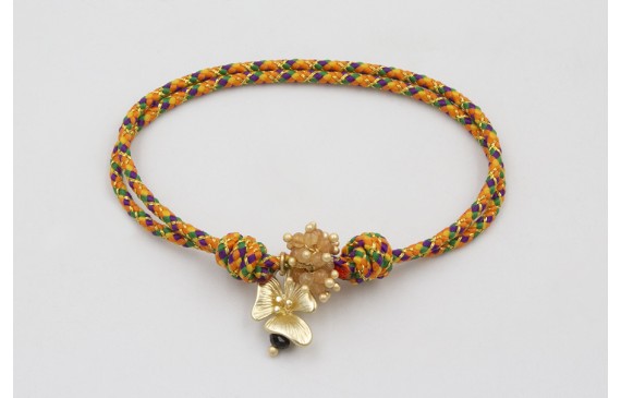 Pulsera nudo corredizo de driza naranja y verde co