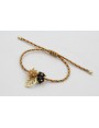 Pulsera de driza naranja y verde con hoja calada d