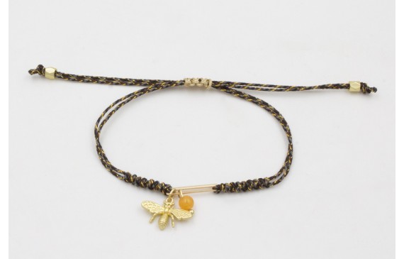 Pulsera nudo serpiente hilo micro driza negro, dor