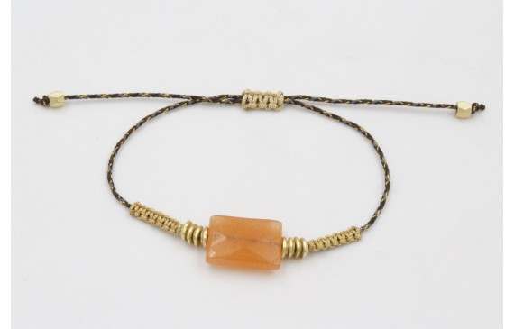 Pulsera hilo micro driza negro, dorado y gris con 