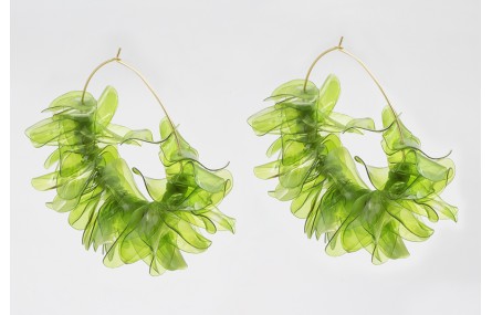 Pendientes aro grande dorado mate con lentejuelas 