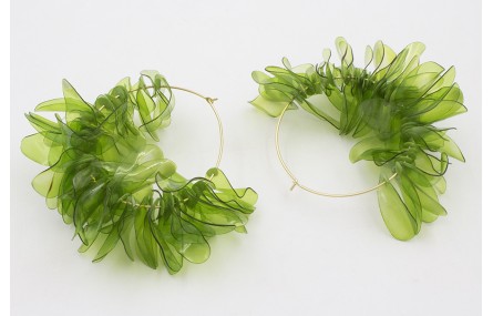 Pendientes aro grande dorado mate con lentejuelas 