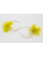 Pendientes aro labrado dorado mate con flor lentej