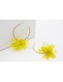Pendientes aro labrado dorado mate con flor lentej