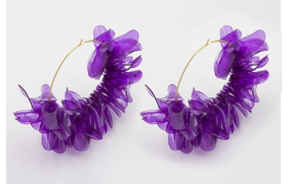 Pendientes aro grande dorado mate con lentejuelas 