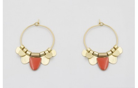 Pendientes aro mediano dorado mate dagas rosa cora