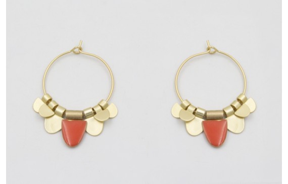 Pendientes aro mediano dorado mate dagas rosa cora