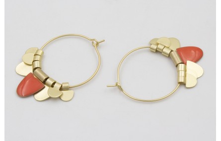 Pendientes aro mediano dorado mate dagas rosa cora